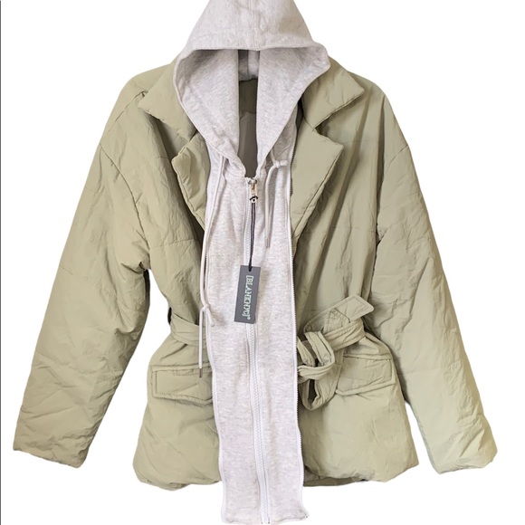 Blank NYC Hooded Quilted Wrap Jacket in Green - Picture 14 of 16